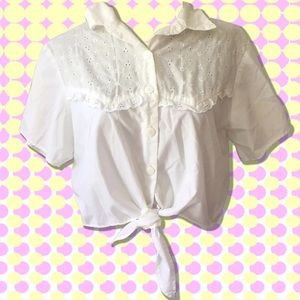 Vintage Bonjour Tie Up Crop Top